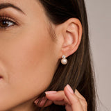 Ti Sento Classic Snowman Pearl Sterling Silver CZ Stud Earrings Golden
