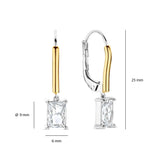 Ti Sento Classic Rectangular CZ Sterling Silver Drop Earrings Golden