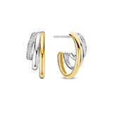 Ti Sento Structured CZ Hoop Earrings Golden
