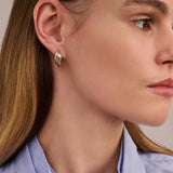 Ti Sento Structured CZ Hoop Earrings Golden