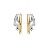 Ti Sento Structured CZ Hoop Earrings Golden