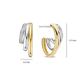 Ti Sento Structured CZ Hoop Earrings Golden
