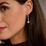 Ti Sento Classic Tennis Pearl Sterling Silver CZ Drop Earrings