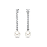 Ti Sento Classic Tennis Pearl Sterling Silver CZ Drop Earrings