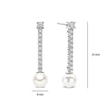 Ti Sento Classic Tennis Pearl Sterling Silver CZ Drop Earrings