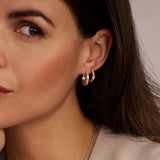 Ti Sento Solitaire Tennis CZ Hoop Earrings Golden 14mm