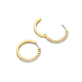 Ti Sento Claw Set CZ Large Tennis Hoop Earrings Golden 21.5mm