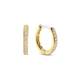 Ti Sento Sterling Silver CZ Small Hoop Earrings Golden 14mm