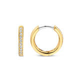 Ti Sento Sterling Silver CZ Small Hoop Earrings Golden 14mm