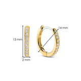 Ti Sento Sterling Silver CZ Small Hoop Earrings Golden 14mm