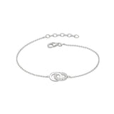 Dew Sterling Silver Interlocking Circles CZ Bracelet 7.5"