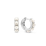 Ti Sento Claw Set Pearl Hoop Earrings