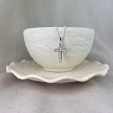 Sterling Silver Channel Set CZ Cross Pendant