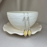 Natural White Amber Deco Drop Earrings