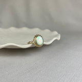 9ct Yellow Gold Created White Opal Ring