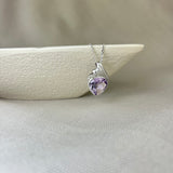 9ct White Gold Amethyst Diamond Deco Design Pendant