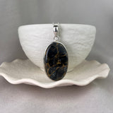 Sterling Silver Leopard Agate Oval Cabochon Pendant