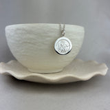 St Christopher Sterling Silver Wide Border Round Pendant 21mm