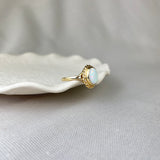 9ct Yellow Gold Created White Opal Ring