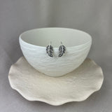 Vintage Design Sterling Silver Marcasite Leaf Stud Earrings