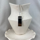 Sterling Silver Large Rectangular Banded Agate Necklace 16"