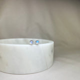 Sterling Silver Rainbow Moonstone Round Stud Earrings SALE