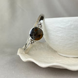 Sterling Silver Handmade Oval Hinged Bangle with Picasso Jasper