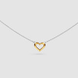 Kit Heath Love Silver Heart Fine Outline Two-Tone Mini Necklace 17"