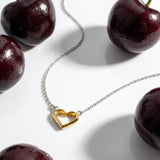 Kit Heath Love Silver Heart Fine Outline Two-Tone Mini Necklace 17"