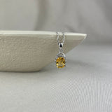 9ct White Gold Citrine Diamond Cushion Twist Halo Pendant