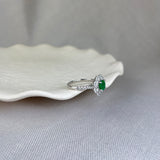 18ct White Gold Vintage Design Emerald Diamond Cluster Ring