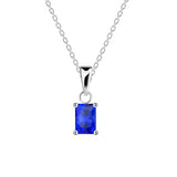 Dew Silver Rectangular Radiant Cut Blue CZ Pendant