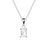 Dew Silver Rectangular Radiant Cut CZ Pendant