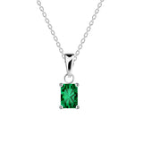 Dew Silver Rectangular Radiant Cut Green CZ Pendant