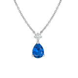 Dew Silver Pear Shape Synthetic Blue Spinel CZ Duo Necklace