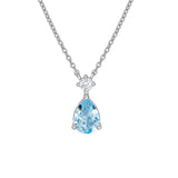 Dew Silver Pear Shape Blue Topaz CZ Duo Necklace