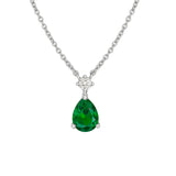 Dew Silver Pear Shape Synthetic Emerald CZ Duo Necklace
