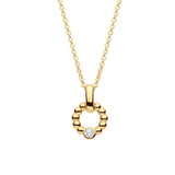 Dew Gold Plated Beaded Open Circle CZ Necklace 18"