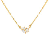 Dew Synthetic Opal Gold Plate CZ Cluster Necklace 18"