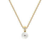 Dew Freshwater Pearl Gold Plate CZ Necklace 6mm