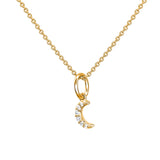 Dew CZ Pavé Gold Plate Crescent Moon Necklace 18"