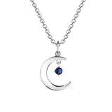 Dew Blue CZ Crescent Moon Pendant