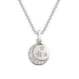 Dew Mini Moon & Star Disc CZ Pendant