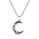 Dew Star Set CZ Crescent Moon Pendant