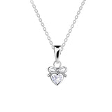 Dew Silver Dainty Heart Bow CZ Pendant