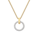 Dew Gold Plated CZ Open Circle Bar Necklace 18"