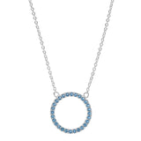 Dew Open Circle Blue CZ Necklace 18"