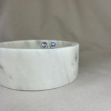 Sterling Silver Rainbow Moonstone Round Stud Earrings SALE