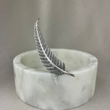 Vintage Design Sterling Silver Marcasite Feather Brooch