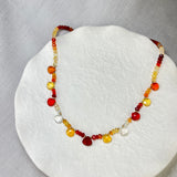 9ct Yellow Gold Fire Opal Faceted Briolette Necklace